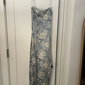 Reformation Frankie Slip Dress with Spaghetti Straps - Blue Floral (Size 6)